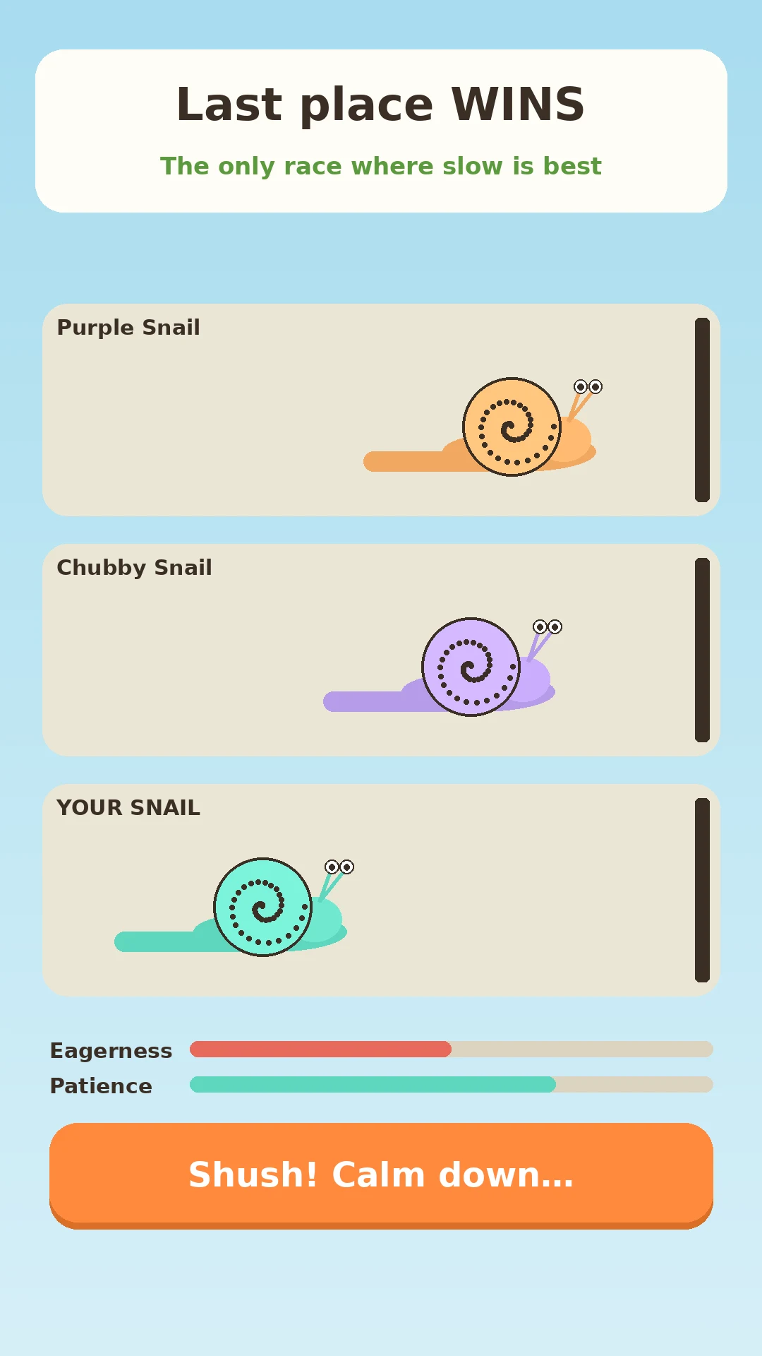 Reverse Snail Race Last Wins screenshot