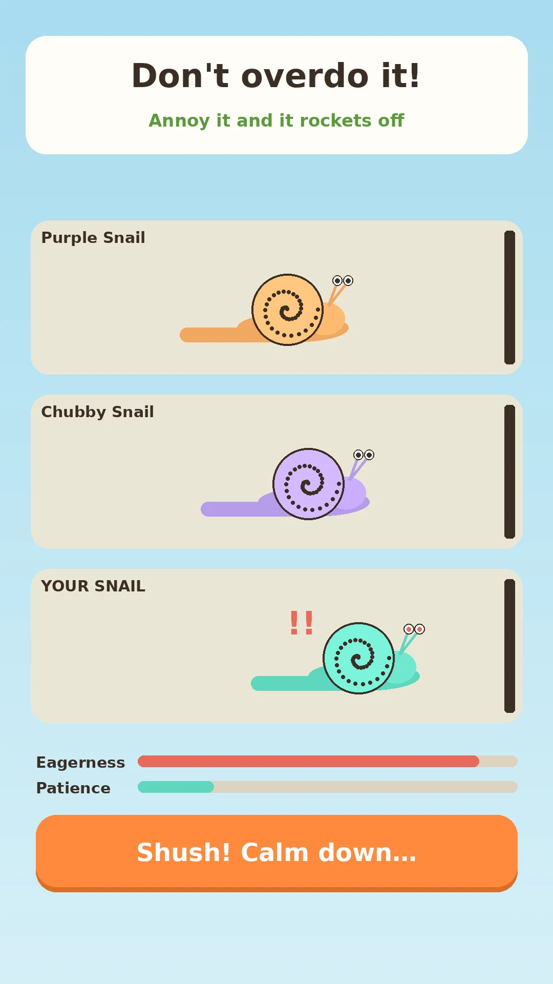 Reverse Snail Race Last Wins screenshot